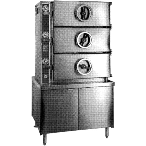 Crown Steam GC-3 3-Compartment Gas Pressure Steamer | (24) 12" x 20" x 2.5" Pan Capacity