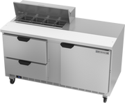 Beverage Air SPED60HC-08-2 60" 2 Drawer 1 Door Refrigerated Sandwich Prep Table | (8) 1/6 Pan