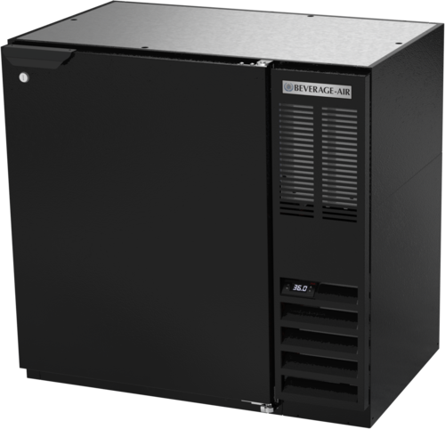 Beverage Air BB36HC-1-F-B-27 36" 1 Solid Door Black Food Rated Back Bar Cooler | 8.31 Cu. Ft.