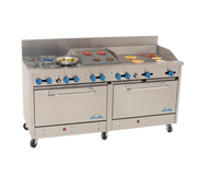 Comstock-Castle 2F330-30-1.5RB 72" Gas 4-Burner Range w/ Griddle, Charbroiler & (2) 31.5" Ovens | 280,000 BTU