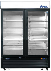 Atosa MCF8721ES 55" 2-Glass Door Black Merchandiser Freezer | 43.8 Cu. Ft.