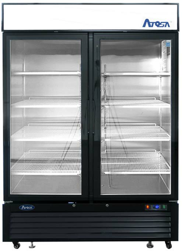 Atosa MCF8721ES 55" 2-Glass Door Black Merchandiser Freezer | 43.8 Cu. Ft.