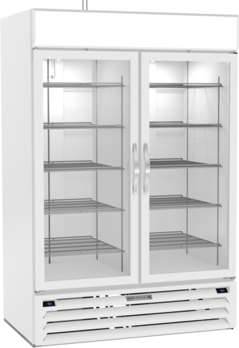 Beverage Air MMRR49HC-1-A-WW 52" White 2-Glass Door Dual Temp Merchandiser | (2) 21.01 Cu. Ft.