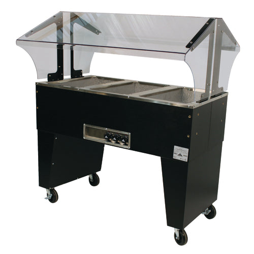 Advance Tabco B3-120-B 47" x 35" Black Vinyl 3 Well Electric Hot Buffet Table | 120V
