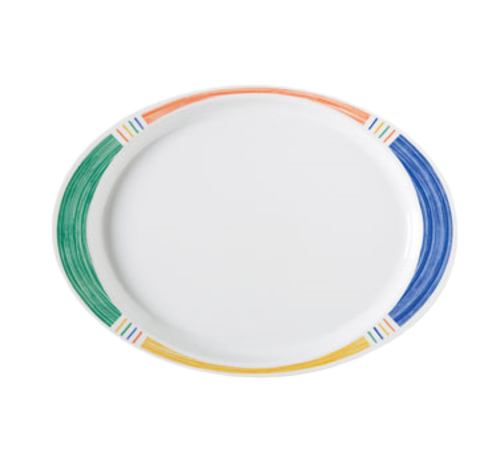 G.E.T. OP-145-BA Diamond Barcelona 14-3/4" x 10-1/2" Oval Melamine Platter | Case of 12