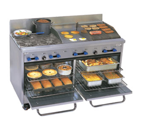 Comstock-Castle F3226-18-1.5RB 60" Gas Range w/ 4 Burners, Griddle, Charbroiler & (2) Ovens | 244,000 BTU