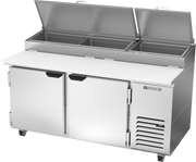 Beverage Air DP67HC 67" 2 Door Refrigerated Pizza Prep Table | 20.7 Cu. Ft.