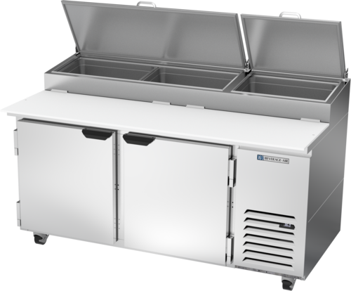 Beverage Air DP67HC 67" 2 Door Refrigerated Pizza Prep Table | 20.7 Cu. Ft.