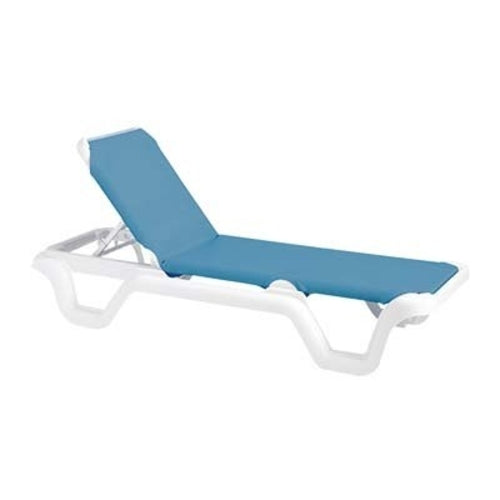 Grosfillex US404194 Marina Stacking Outdoor Chaise | Sky Blue