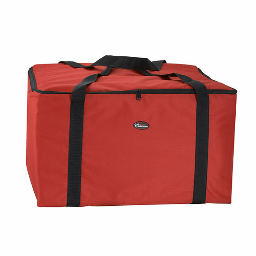 Winco BGDV-22 Insulated Red Polyester Food Carrier | 22" x 22" x 12"