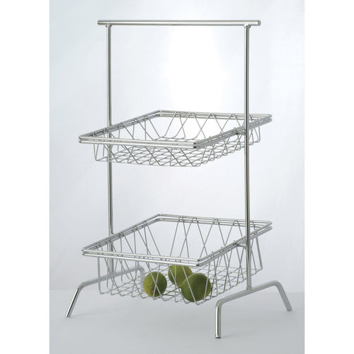 G.E.T. IR-706C Chrome 2 Tier Square Basket Display Stand