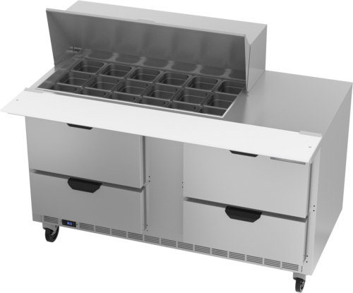 Beverage Air SPED60HC-18M-4 60" 4 Drawer Mega Top Refrigerated Sandwich Prep Table | (18) 1/6 Pan