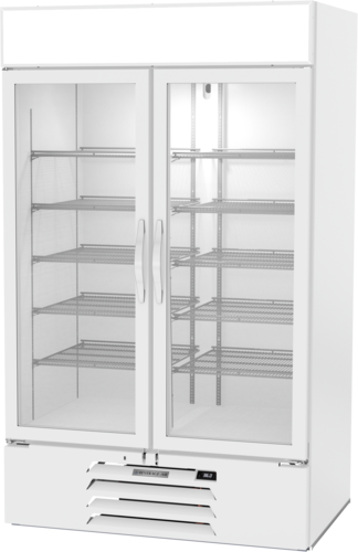 Beverage Air MMR44HC-1-W-IQ 47" 2 Swing Glass Door White Merchandiser Refrigerator w/ Electronic Locks | 40.2 Cu. Ft.