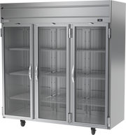 Beverage Air HRPS3HC-1G 78" 3 Glass Door Top Mount Reach In Refrigerator | 71.52 Cu. Ft.