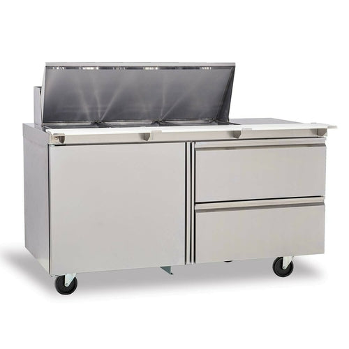 Delfield 4460NP-18M 60" 2-Door Mega Top Refrigerated Sandwich Prep Table | (18) 1/6 Pan