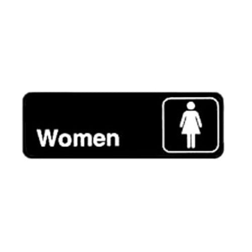 Winco SGN-312 "Women" Restroom Sign | 3" x 9" White on Black