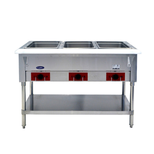 Atosa CSTEA-3C 44 1/8" CookRite 3-Pan Electric Steam Table | Wet/Dry