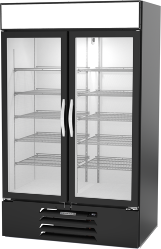 Beverage Air MMR44HC-1-B-IQ 47" 2 Swing Glass Door Black Merchandiser Refrigerator w/ Electronic Locks | 40.2 Cu. Ft.