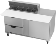 Beverage Air SPED60HC-10C-2 60" 2 Drawer 1 Door Refrigerated Sandwich Prep Table | (10) 1/6 Pan