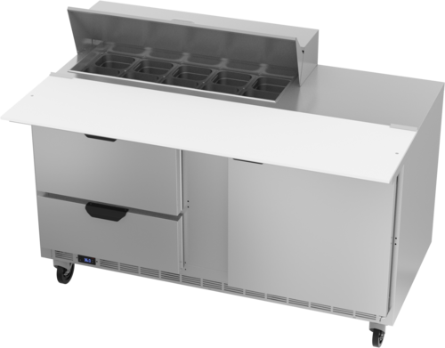 Beverage Air SPED60HC-10C-2 60" 2 Drawer 1 Door Refrigerated Sandwich Prep Table | (10) 1/6 Pan