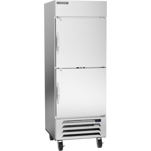 Beverage Air HBR27HC-1-HS 30" 2 Solid Half Door Bottom Mount Reach In Refrigerator | 25.97 Cu. Ft.