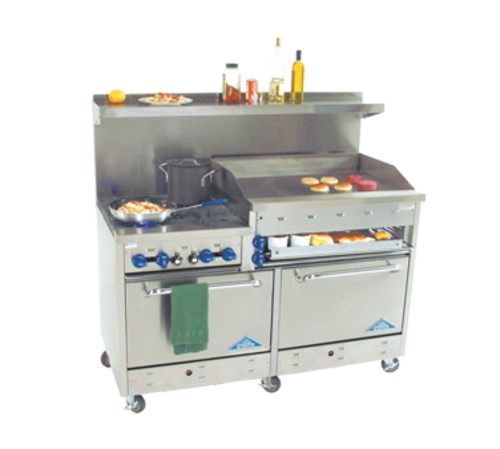 Comstock-Castle F3226-36B 60" Gas Range w/ 4 Burners, Raised Griddle & (2) Ovens | 240,000 BTU