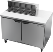 Beverage Air SPE48HC-08 48" 2 Door Rear Mount Refrigerated Sandwich Prep Table | (8) 1/6 Pan