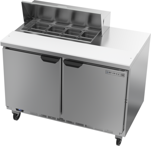 Beverage Air SPE48HC-08 48" 2 Door Rear Mount Refrigerated Sandwich Prep Table | (8) 1/6 Pan