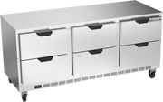 Beverage Air UCRD72AHC-6 72" 6-Drawer Undercounter Refrigerator | 21.5 Cu. Ft.