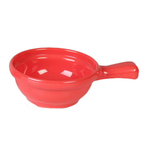 Thunder Group CR305RD 10 oz. 4-1/4" Orange Soup Bowl w/ Handle | Case of 12