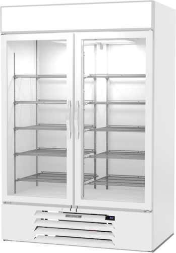 Beverage Air MMR49HC-1-W-IQ 52" 2 Swing Glass Door White Merchandiser Refrigerator w/ Electronic Locks | 46.15 Cu. Ft.
