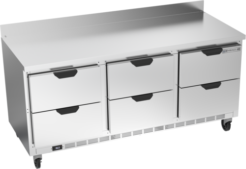 Beverage Air WTRD72AHC-6 72" 6 Drawer Worktop Refrigerator with Backsplash | 17.88 Cu. Ft.