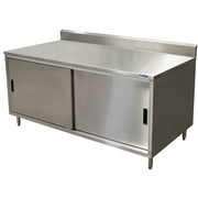 BK Resources CSTR5-2460S Sliding Doors Enclosed Base Work Table w/ 5” Backsplash | 60” x 24”