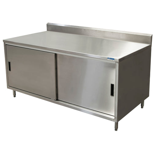 BK Resources CSTR5-2460S Sliding Doors Enclosed Base Work Table w/ 5” Backsplash | 60” x 24”