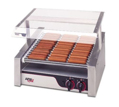 APW Wyott HR-20S 13" X*PERT Hot Dog Roller Grill w/ (10) Slanted Chrome Rollers | 690 Watt