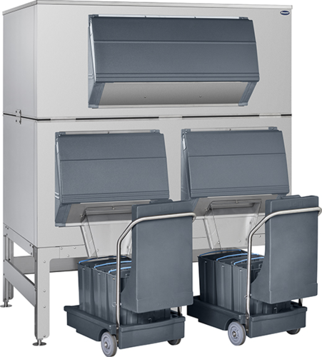 Follett DEV3200SG-72-ICS125L 72" 2-Door Ice Storage Bin w/ Cambro Cart | 3240 Lbs. Capacity