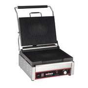 Winco EPG-1C Single Electric Countertop Panini Grill  w/ Ribbed Plates | 14" x 12" Cooking Surface