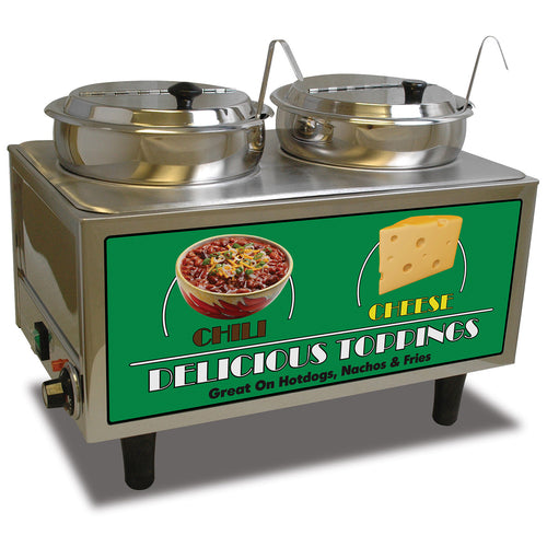 Winco 51072A Dual Well Chili & Cheese Warmer | (2) 7 Qt. Wells