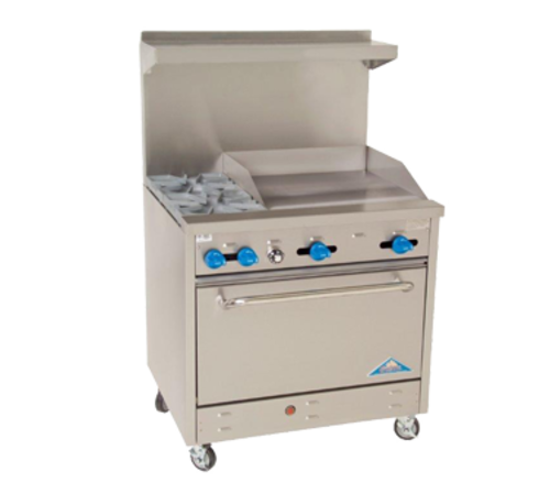 Comstock-Castle F330-24 36" Gas 2-Burner & Griddle Range w/ Extra Wide Oven | 132,000 BTU