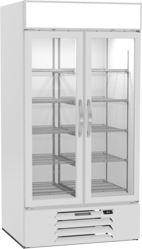 Beverage Air MMR35HC-1-W 39.5" 2 Swing Glass Door White Merchandiser Refrigerator | 35.08 Cu. Ft.