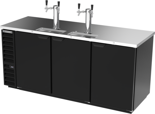 Beverage Air DD78HC-1-B 79" Black 2 Tower 4 Tap Draft Beer Cooler | (4) 1/2 Keg