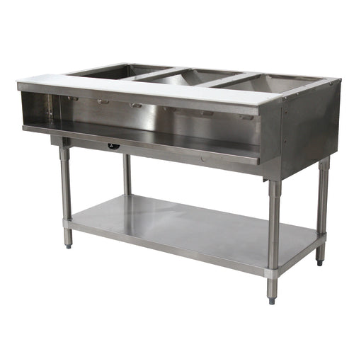 Advance Tabco WB-3G 47" x 31" Stainless Steel 3 Well Gas Hot Buffet Table | 15,000 BTU