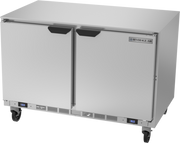 Beverage Air UCFR48AHC 48" 2-Solid Door Dual Temp Undercounter Freezer/Refrigerator | (2) 5.31 Cu. Ft. Sections