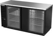 Beverage Air BB68HC-1-FG-B 69" 2 Glass Door Black Food Rated Back Bar Cooler | 25.93 Cu. Ft.