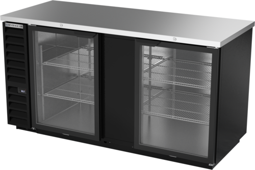 Beverage Air BB68HC-1-FG-B 69" 2 Glass Door Black Food Rated Back Bar Cooler | 25.93 Cu. Ft.