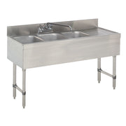 Advance Tabco SLB-43L-X 3 Compartment Underbar Sink w/Right Drainboard