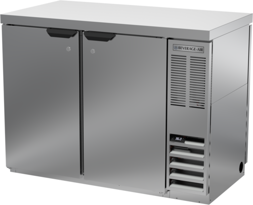 Beverage Air BB48HC-1-F-PT-S-27 48" 4 Solid Door Stainless Pass Thru Back Bar Cooler | 13.6 Cu. Ft.