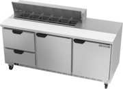 Beverage Air SPED72HC-12-2 72" 2 Drawer 2 Door Refrigerated Sandwich Prep Table | (12) 1/6 Pan
