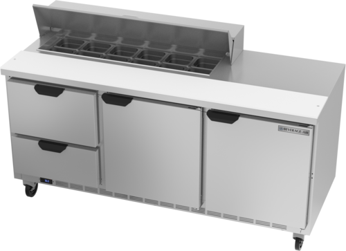 Beverage Air SPED72HC-12-2 72" 2 Drawer 2 Door Refrigerated Sandwich Prep Table | (12) 1/6 Pan