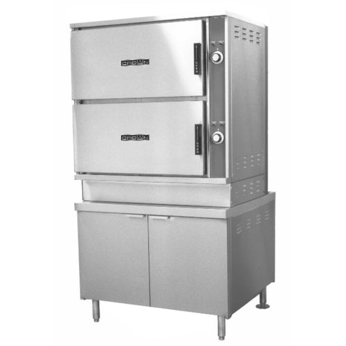 Crown Steam ECX-16 2-Compartment Electric Convection Steamer w/ 36" Cabinet Base